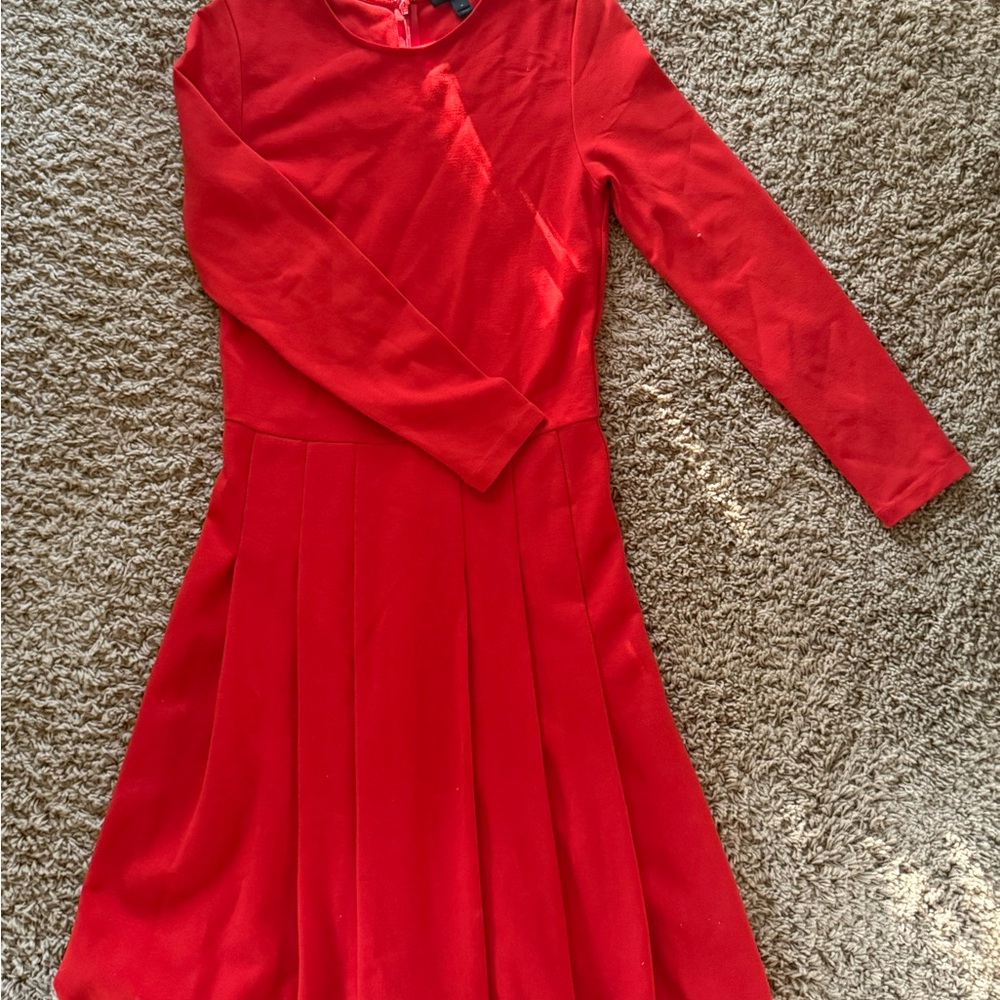 J. Crew Elegant Red Long Sleeve Dress